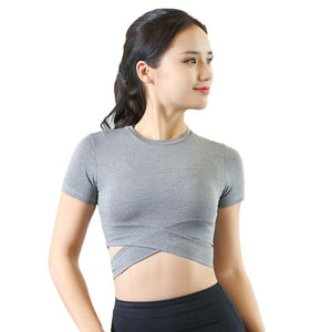 Women Yoga Quick Drying Elastic Midriff Shirts